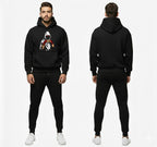 Men's Trendy Printed Tracksuit Black Casual Sportswear Sweat Suit Comfortable Fit