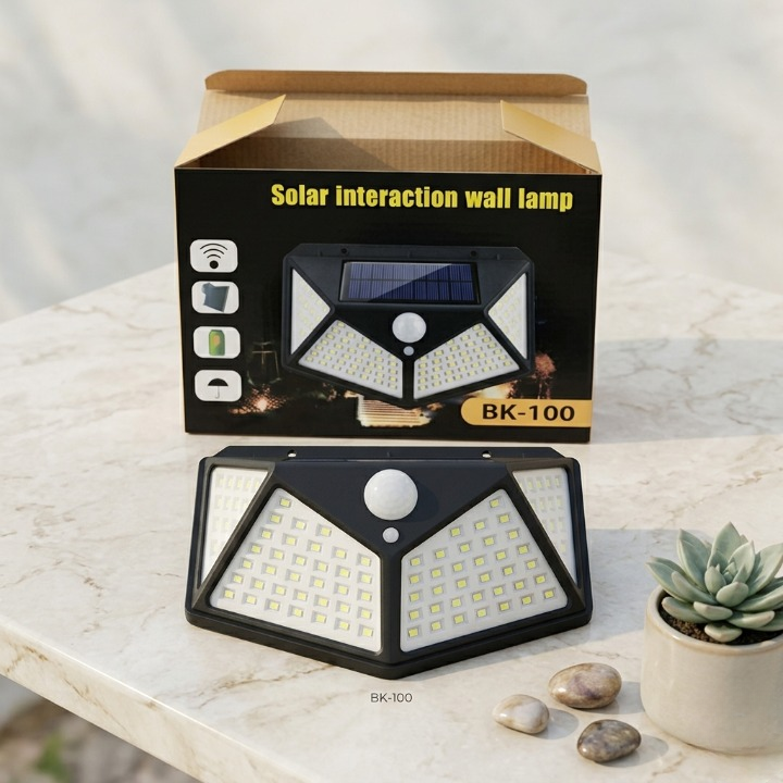 100 LED Solar Power Sensor Wall Light – IP65 Waterproof Outdoor Security Motion Sensor Lamp with 3 Lighting Modes