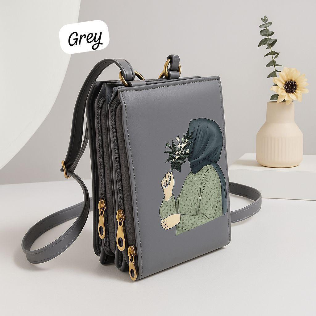 Elegance in Bloom: Illustrated Crossbody Mobile Wallet & Organizer