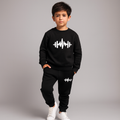 Black Cross Printed Fleece Winter Kids Tracksuit | Sweatshirt & Trousers Set for Boys & Girls – Warm & Cozy Outfit FOR BABY AND KIDS