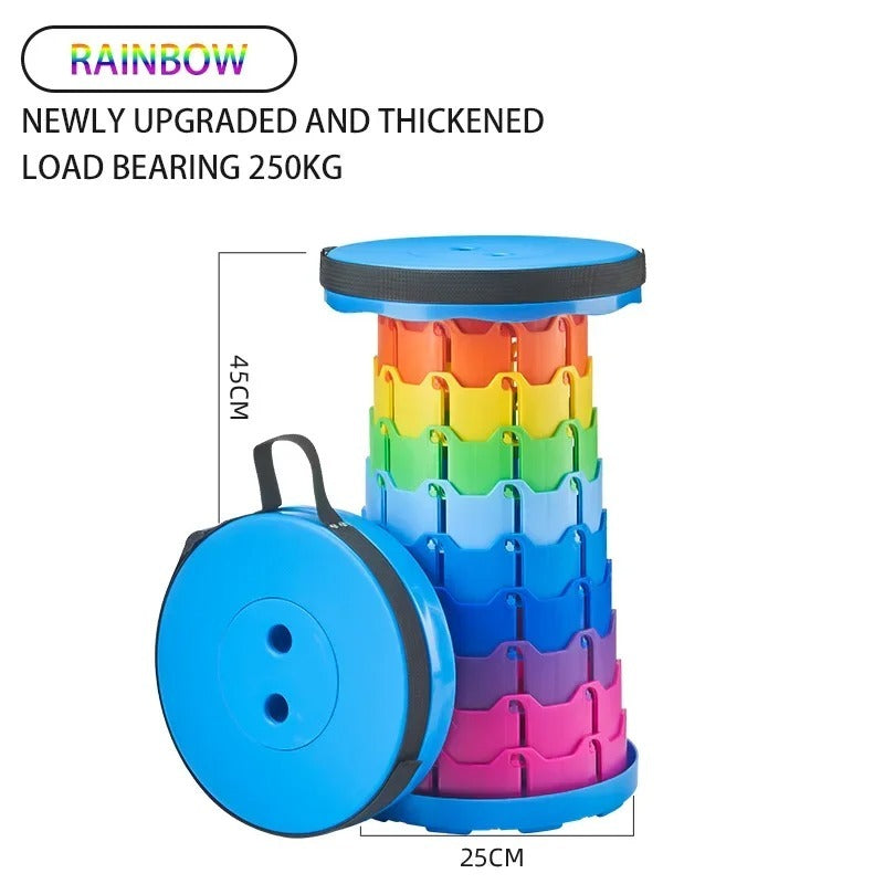 Portable Rainbow Telescopic Stool – Lightweight Collapsible Folding Seat for Camping, Fishing, Hiking & Outdoor Activities – Adjustable Height