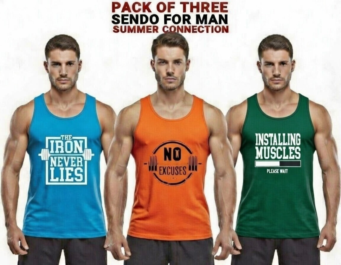 3 PCs of Men's Summer Cotton Sando Vest Sleeveless Tank Top Breathable Soft Lightweight Casual Gym Sports Innerwear Comfortable