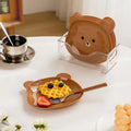 8 Plates With Stand Bear Design Durable Quality Stylish Look Reliable Utility Perfect Choice For Daily Use (Random Color)