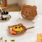8 Plates With Stand Bear Design Durable Quality Stylish Look Reliable Utility Perfect Choice For Daily Use (Random Color)