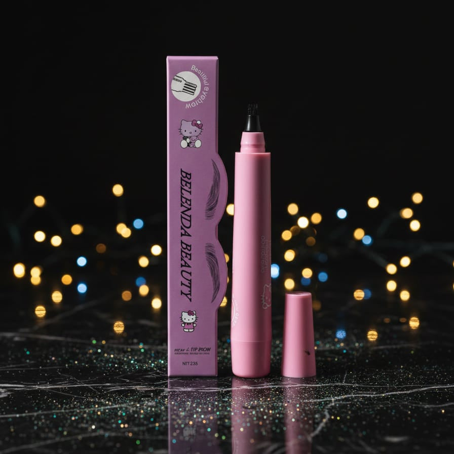 Belenda Beauty 4 Tip Waterproof Eyebrow Pen Liquid Brow Definer Long Lasting Makeup Tool - 1Pc