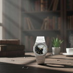 White Aura Watch Elegant Design Durable Build Comfortable Strap Clear Display Perfect For Daily Wear And Special Occasions