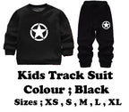 Kids Star Printed Black & Black Tracksuit Set | Winter Fleece Sweatshirt & Trouser Outfit for Boys & Girls – Warm & Trendy FOR BABY AND KIDS
