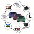 i8 2.4G Mini wireless keyboard with touchpad | 7-color Backlight ,plug and play | Super cool design | Perfect for Android TV Box, Smart TV, Projector, PS3