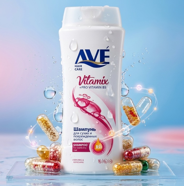 AVE Shampoo 750ml – Made in Iran with Multivitamin Extract for Strong and Healthy Hair