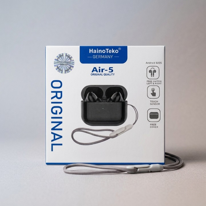 Haino Teko Air-5 True Wireless Earbuds – Germany Quality TWS with Touch Controls, Deep Bass, and Portable Charging Case
