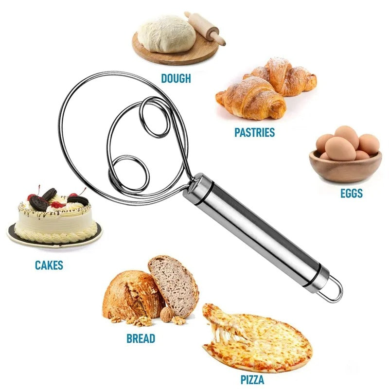 Manual Non Stick Steel Flour Cream Mixer Beater | Dough Whisk Mixer, Kitchen Baking Blender Tool 