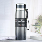 Vacuum Insulated Stainless Steel Sports Bottle with Integrated Carry Strap and Leak-Proof Lid ( RANDOM COLOUR )