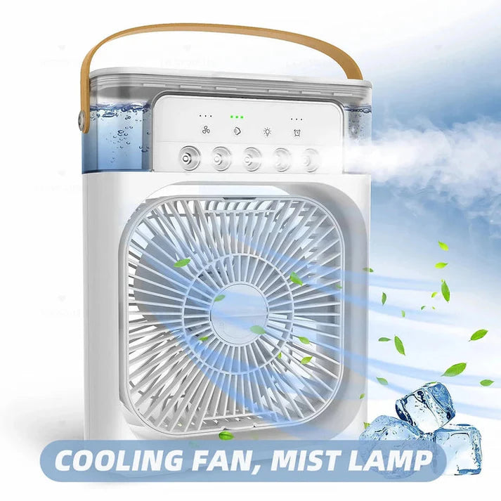 Portable Air Conditioner Fan USB Electric Fan with LED Night Light, Fine Mist Water, and Humidifier Function | Led Night Light Water Mist - 10 inch Big Size (Random Color)
