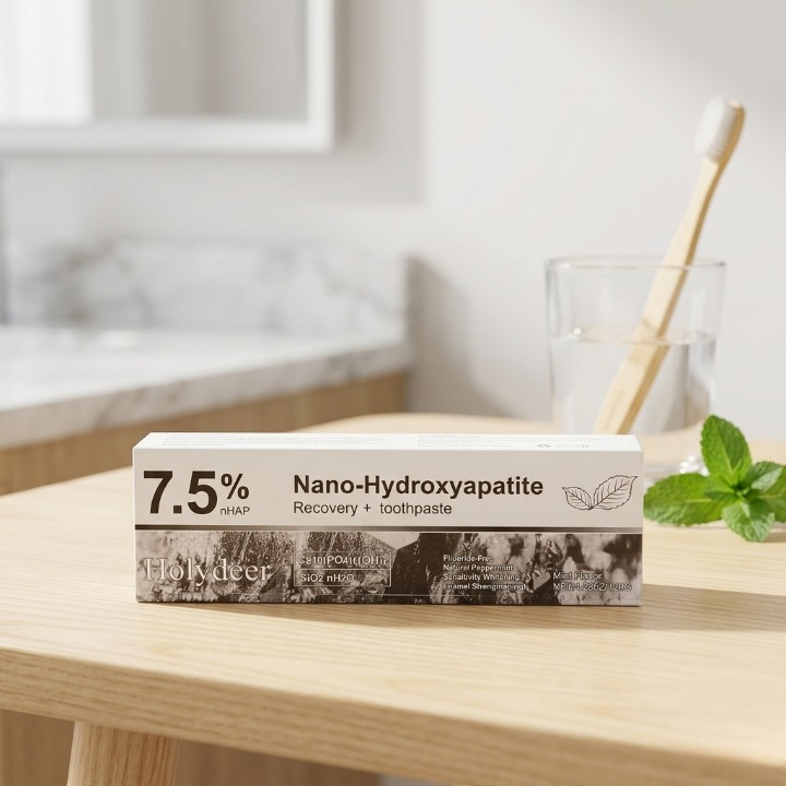 Holydeer 7.5% nHAP Nano-Hydroxyapatite Recovery + Toothpaste – Fluoride-Free Sensitivity & Whitening Care - 120g