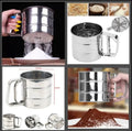 Flour Sifter, Stainless Steel Sifter for Baking, Double Layer Fine Mesh Baking Sifter, One Hand Press Crank Sifter for Powdered Sugar Shaker Duster, Flour Sieve Sifter for Baking Cakes