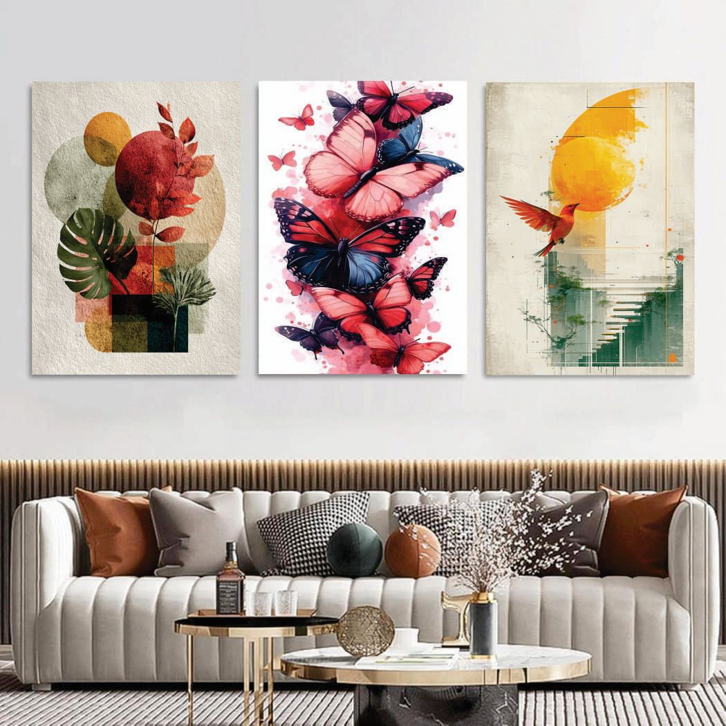 Set of 3 Premium Wall Art Photo Tiles – Modern Home Decor Sets