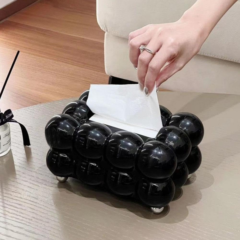 Bubble Shape Tissue Box Holder | Non-Slip Plastic Cover For Stylish Storage | Random Colour