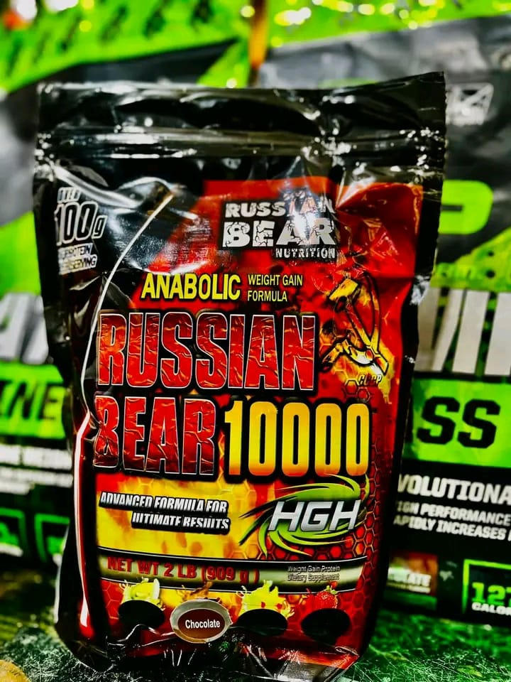 Russian Bear 10000 – Chocolate Anabolic Weight Gain Formula | High-Calorie Mass Gainer for Extreme Muscle - 2lbs Growth & Strength