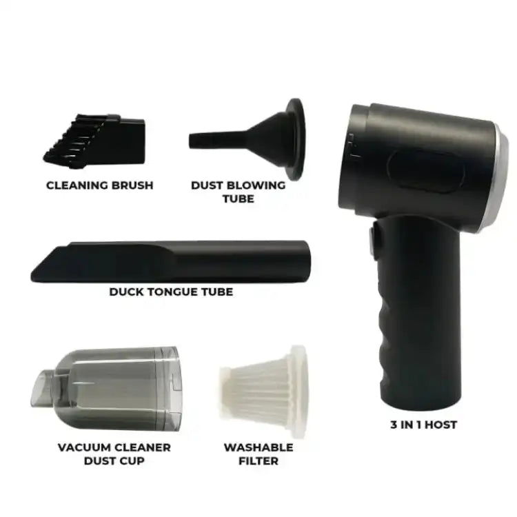 3 in 1 Portable Mini Vacuum Cleaner Duster Blower Air Pump Wireless Handheld Clean Microscopic dust Like Car, Home,Computer, Laptop, Flower, Mirror Vehicle Interior Cleaner