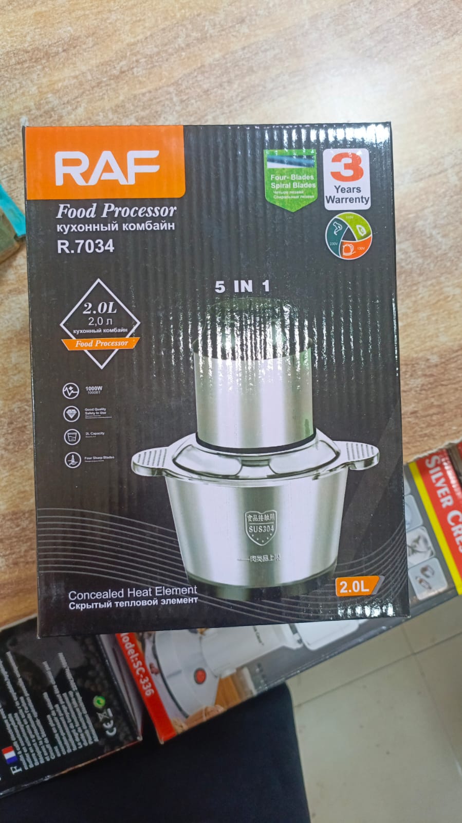 RAF Electric Meat Chopper 800W 2L Stainless Steel Bowl Food Processor For Meat And Vegetables