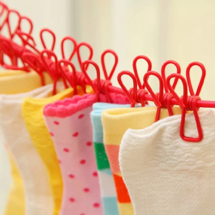 Clip &amp; Hang 185CM Portable Clothesline With (12) Clip - Elastic, Windproof &amp; Eco-Friendly for Travel &amp; Home Use