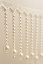 Pearl Latkan Hanging Lace Border for Dupatta & Dress Decoration – 1 Gaz (Approx. 1 Yard)