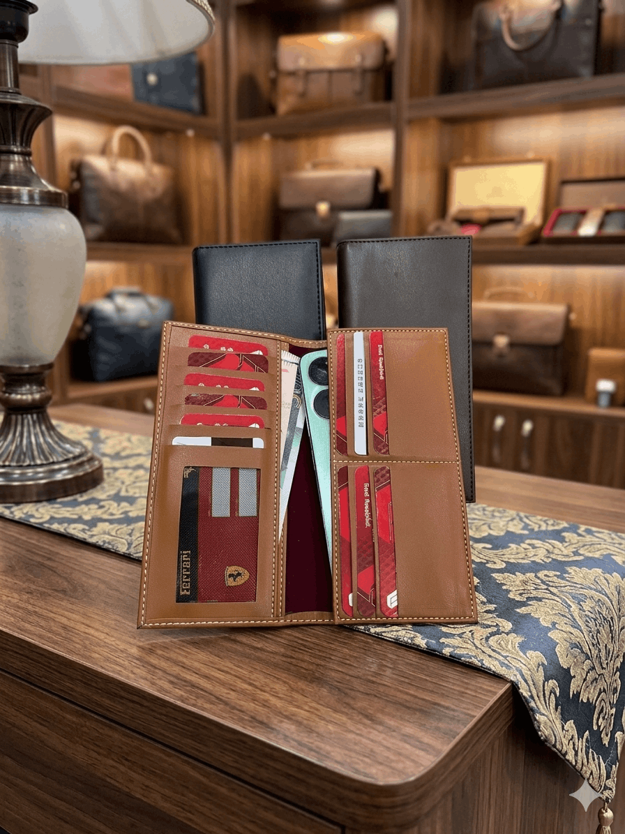 Premium Genuine Leather Long Wallet For Men & Women – 12 Card Slots | Mobile Pocket | Stylish Long Purse