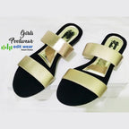 Ladies Casual & Party Wear Flat Slippers – Stylish Elastic Work Design | Comfortable Indoor & Outdoor Sandals for Women