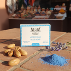 Midhat Apparel Moroccan Blue Soap with Argan Oil & Nila Zarka | 100% Original Imported from Morocco | Natural Skin Brightening