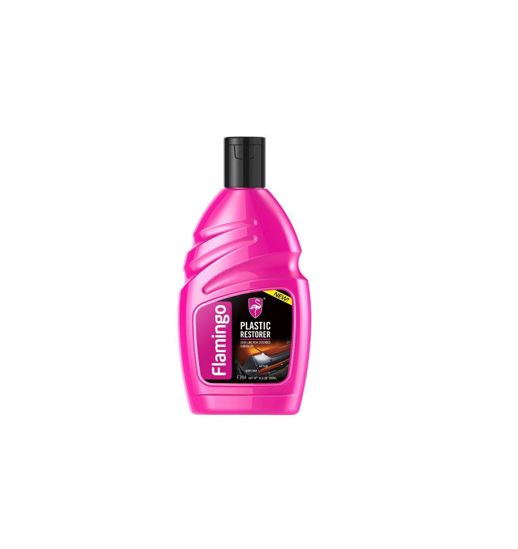 Flamingo Plastic Restorer 300ML – Nano Technology Trim Reviver for Faded Exterior Plastic | Long-Lasting Shine & Protection