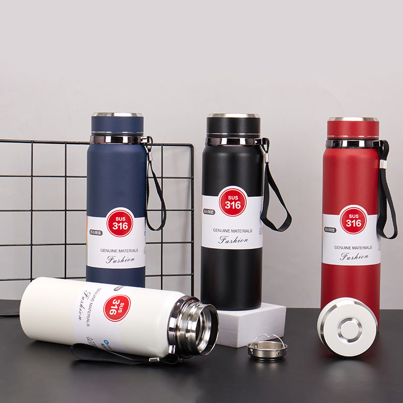 Premium Matte Stainless Steel Water Bottle 800ml 1000ml Leak Proof Double Wall Insulated Hot Cold Flask