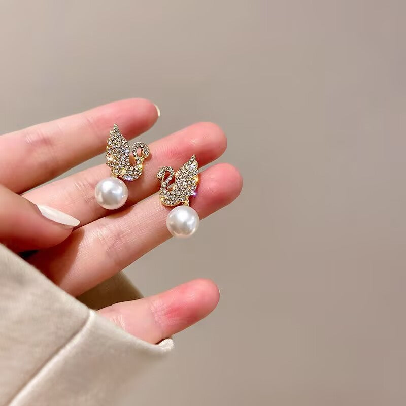 ZJE-911 Swan Pearl Earrings – Elegant Korean Style Jewellery , Stylish Accessory for Women