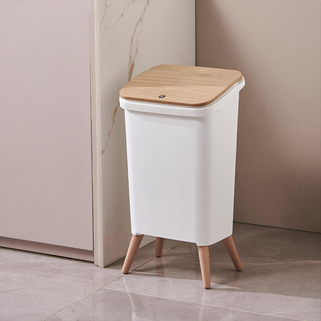 Royal Wooden Trash Bin with Lid | Minimalist Dustbin for Kitchen, Bedroom & Office
