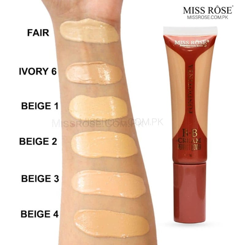 Miss Rose BB Cream Perfect Cover Foundation & Skincare in One – 40g | Full Coverage, Lightweight, Natural Finish – Available in Air, Ivory & Beige Shades