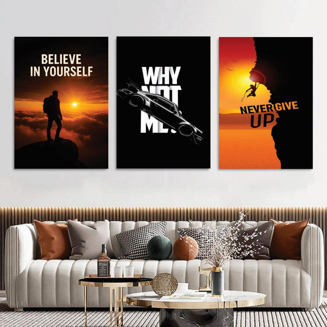 Set of 3 Premium Wall Art Photo Tiles – Modern Home Decor Sets