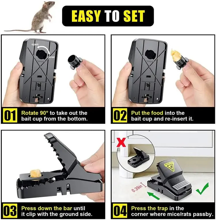 Durable Mouse Trap – Reusable Rodent Catcher For Home, Kitchen, And Office Use With Strong Spring Mechanism And Easy Setup