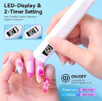 UV Light for Gel Nails – Handheld Mini Flash Cure Lamp | Portable Lumière Nail Dryer | Rechargeable USB LED/UV Nail Light with LCD Display & 2 Timers | Fast Drying Gel Polish & Nail Glue | Home & Salon Use