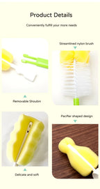 (pack of 3 )Baby Bottle and Teath Brush Set with Changeable Endings – Bottle, Sponge, Straw, and Pacifier (random color