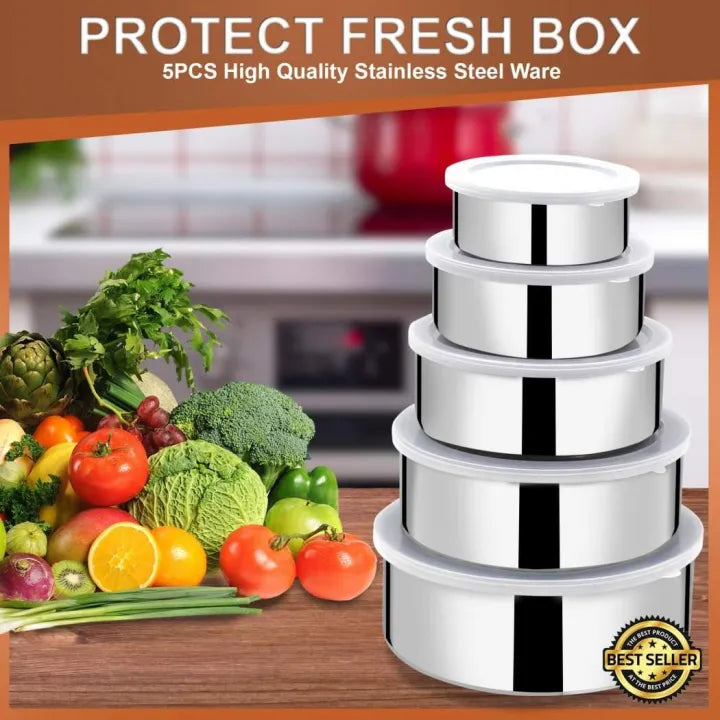 Stainless Steel Bowl Set of 5 – Food-Grade, Rust-Resistant Mixing and Serving Bowls