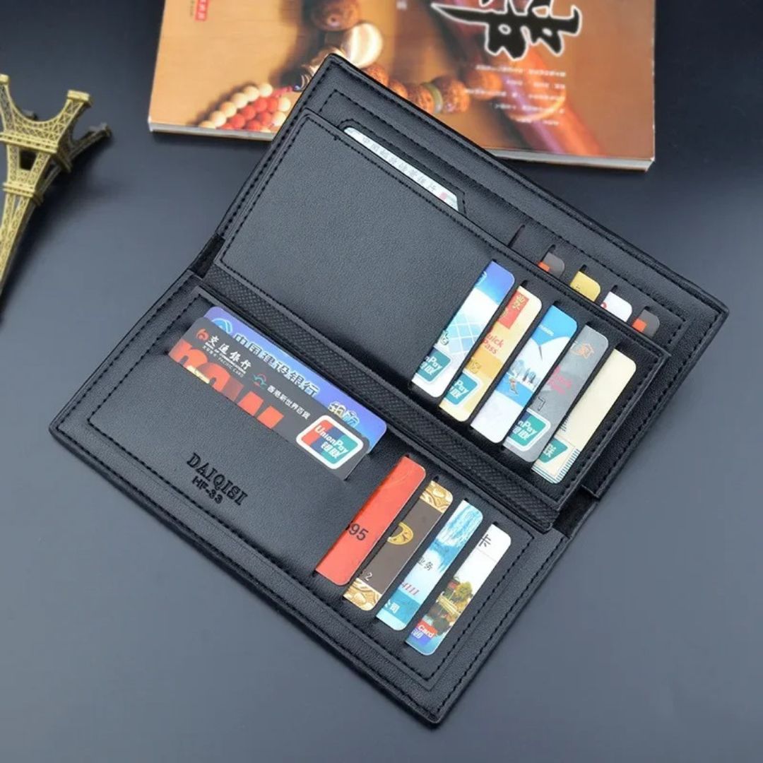 Modern Touch Long Wallet – Stylish Organizer with 14 Card Slots & Zipper Pocket