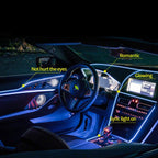 Flexible EL Wire LED Strip Car Interior Ambient Light – Ice Blue Cigarette Lighter Powered wire Strip 2 Meters