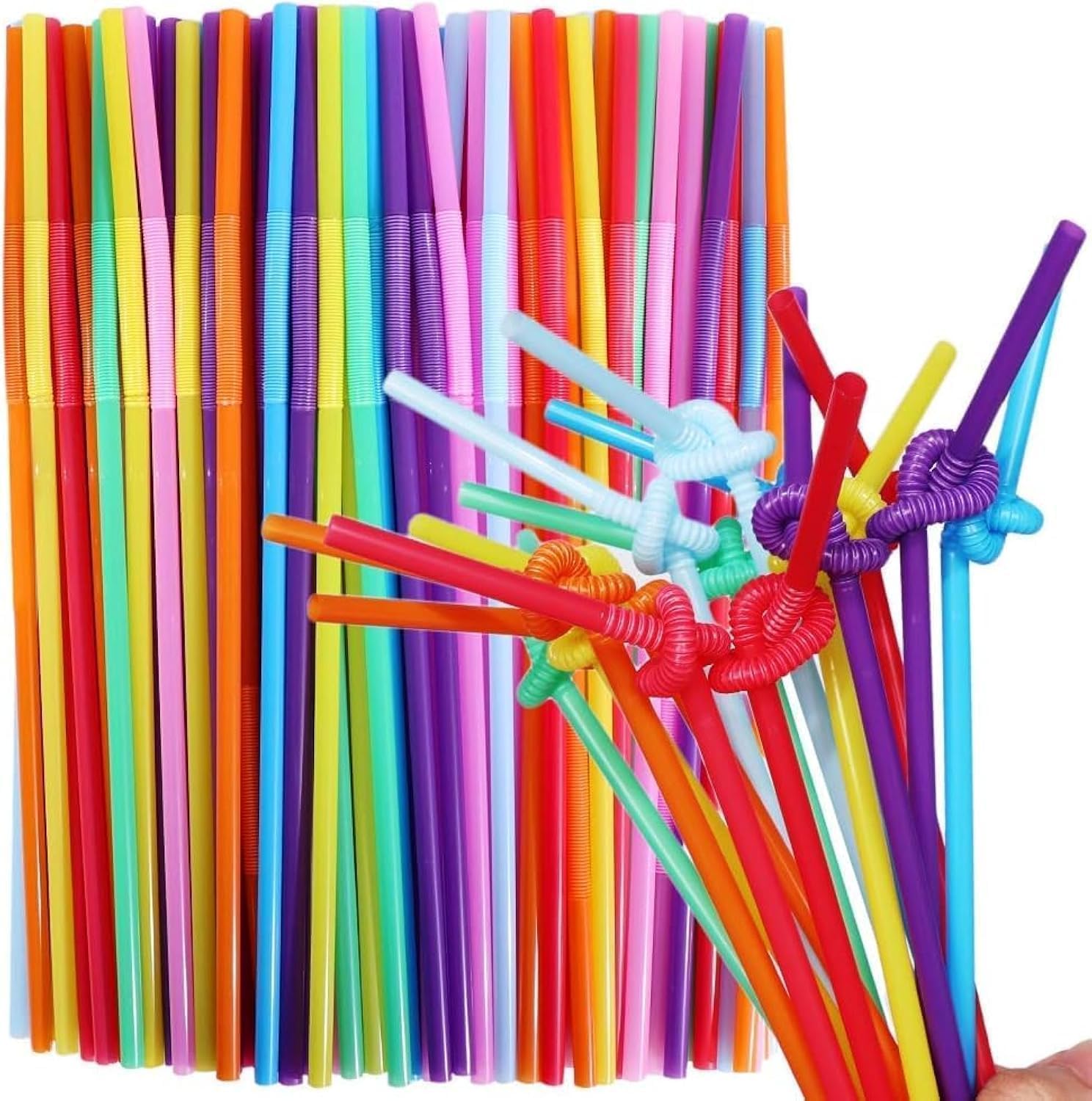 Colorful Flexible Drinking Straws – 50 Pcs Disposable Bendy Plastic Straws – Mixed Colors for Parties, Birthdays, Weddings & Events