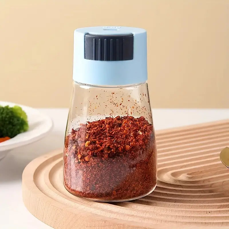 Sealed Seasoning quantitative Bottle salt pepper condiment Dispenser Glass Spice Jar | Salt Control Bottle Press - 180ml (random color)