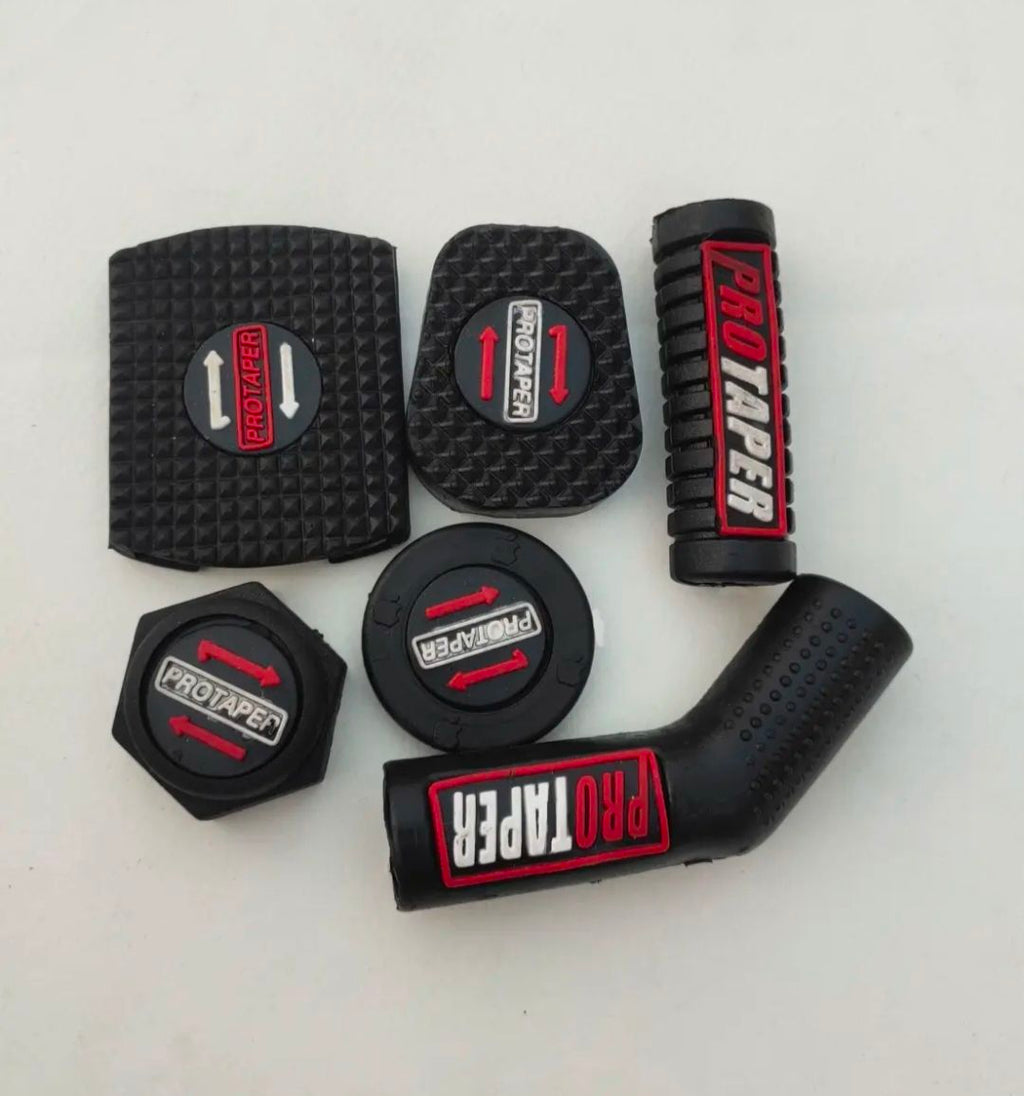 6 Piece Rubber Set for 70cc & CG 125 Motorcycles – Chain Cover, Handle Nut, Kick, Brake & Gear Lever Rubbers – Random Colors