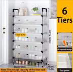 Multi Layer Dustproof Shoe Rack Organizer With Cover Foldable Plastic Shoe Storage Cabinet Durable Quality