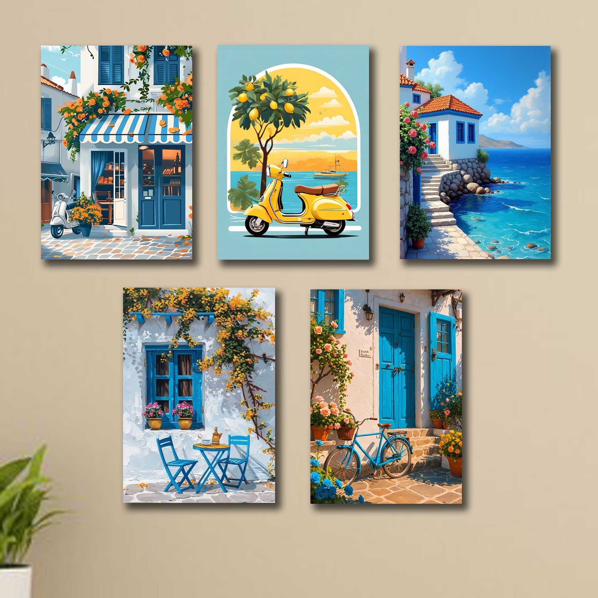 Set of 5 Premium Wall Art Photo Tiles – Modern Home Decor Sets 8x11