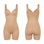 Shapewear Bodysuit for Women – Seamless Tummy Control Mid-Thigh Body Shaper (Skin Color)