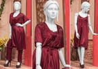 3 Pcs Luxury Silk Nightwear Set with Lace Trim – Satin Sleepwear for Women Free Size
