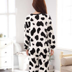 White Cow Printed Tracksuit Stylish Design Smooth Comfort Easy Wear Durable Stitching