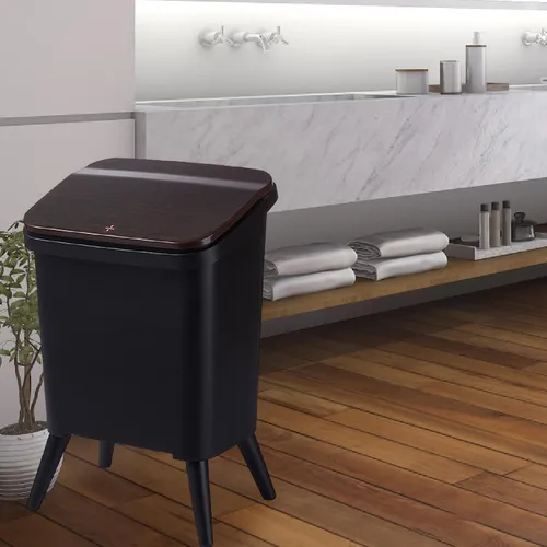Royal Wooden Trash Bin with Lid | Minimalist Dustbin for Kitchen, Bedroom & Office